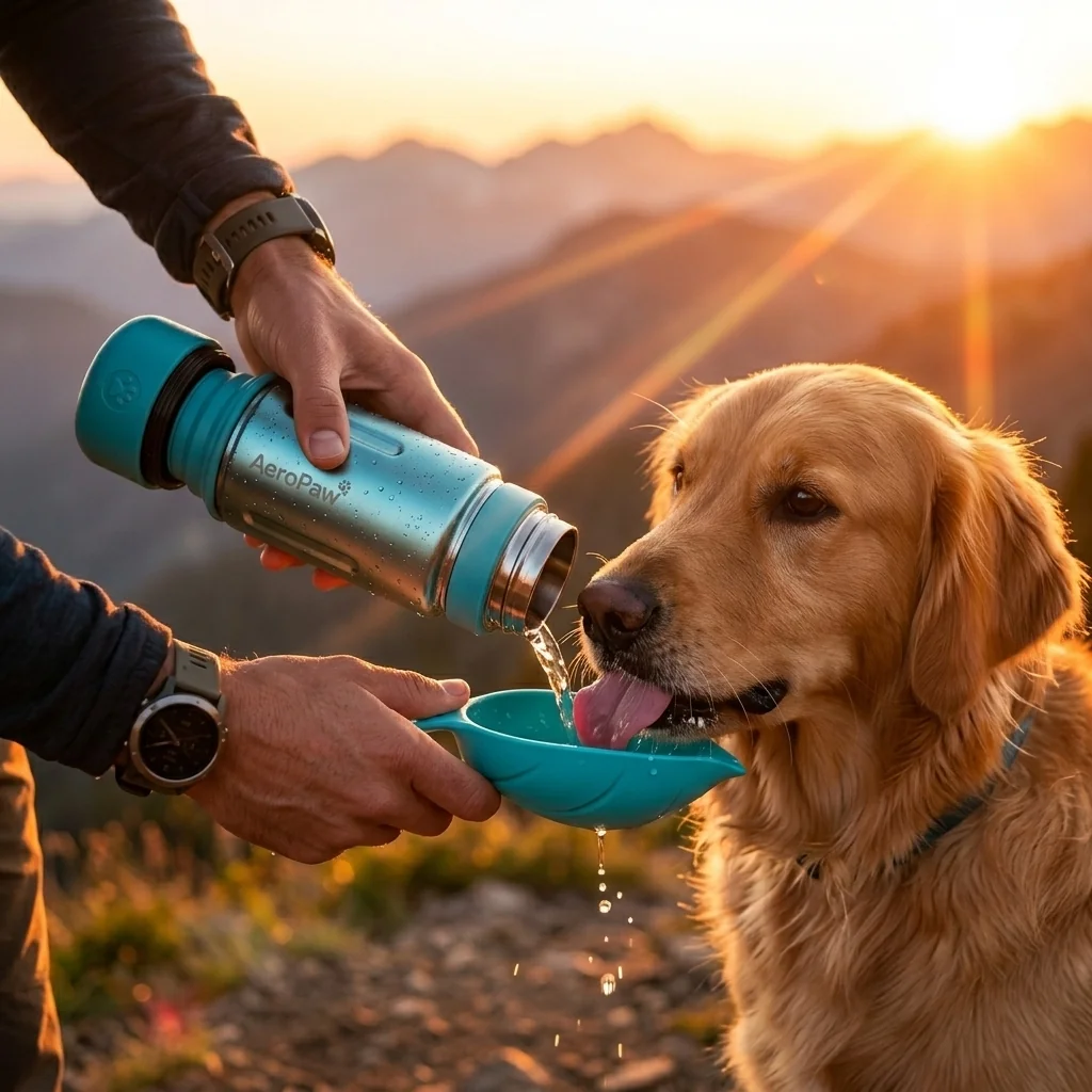 Dog Drinking Fresh Water From AeroPaw 3-in-1 Silicone Bowl